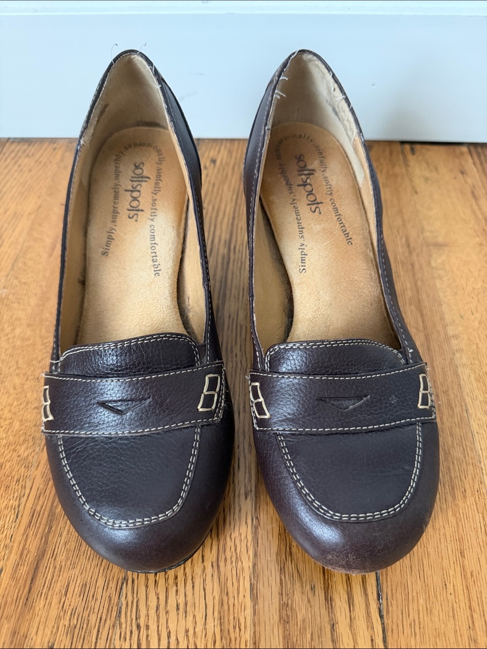 Softspots Brown Leather Slip-On Loafers